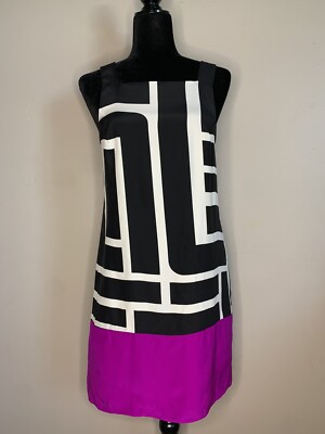 Alice & Trixie Silk Mini Slip Dress Geometric Black White Pink Womens Sz Small