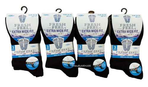 Womens Extra Wide Fit Non Elastic Diabetic Loose Top Ladies Cotton Rich Socks UK - Picture 6 of 27