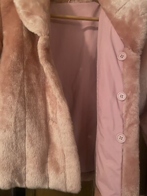 pink reversible faux fur and leather womens coat size S | eBay