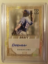 2020 Leaf Ultimate Draft BAYRON LORA SP prospect auto-4/10-Rangers