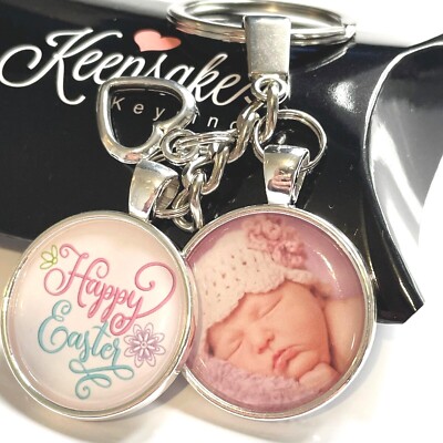 Personalisierter Schlüsselanhänger Foto Frohe Ostern individuell weiß Geschenkbox