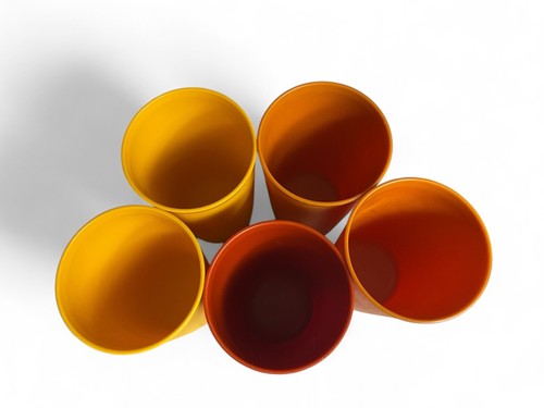 Vasos Tupperware vintage de 12 oz (lote de 5) - colores de otoño #873 5 3/8" - Imagen 3 de 4