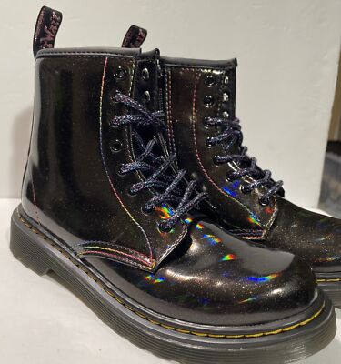 Dr. Martens 1460 J  Combat Boots Mens 5 Black Patent Leather Lace Up Zip‎ Youth $_12.JPG?set_id=880000500F main image 2