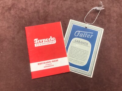 Falter Bielefeld  Fahrrad Garantieschein Blanko Torpedo Dreigang Handbuch 1967