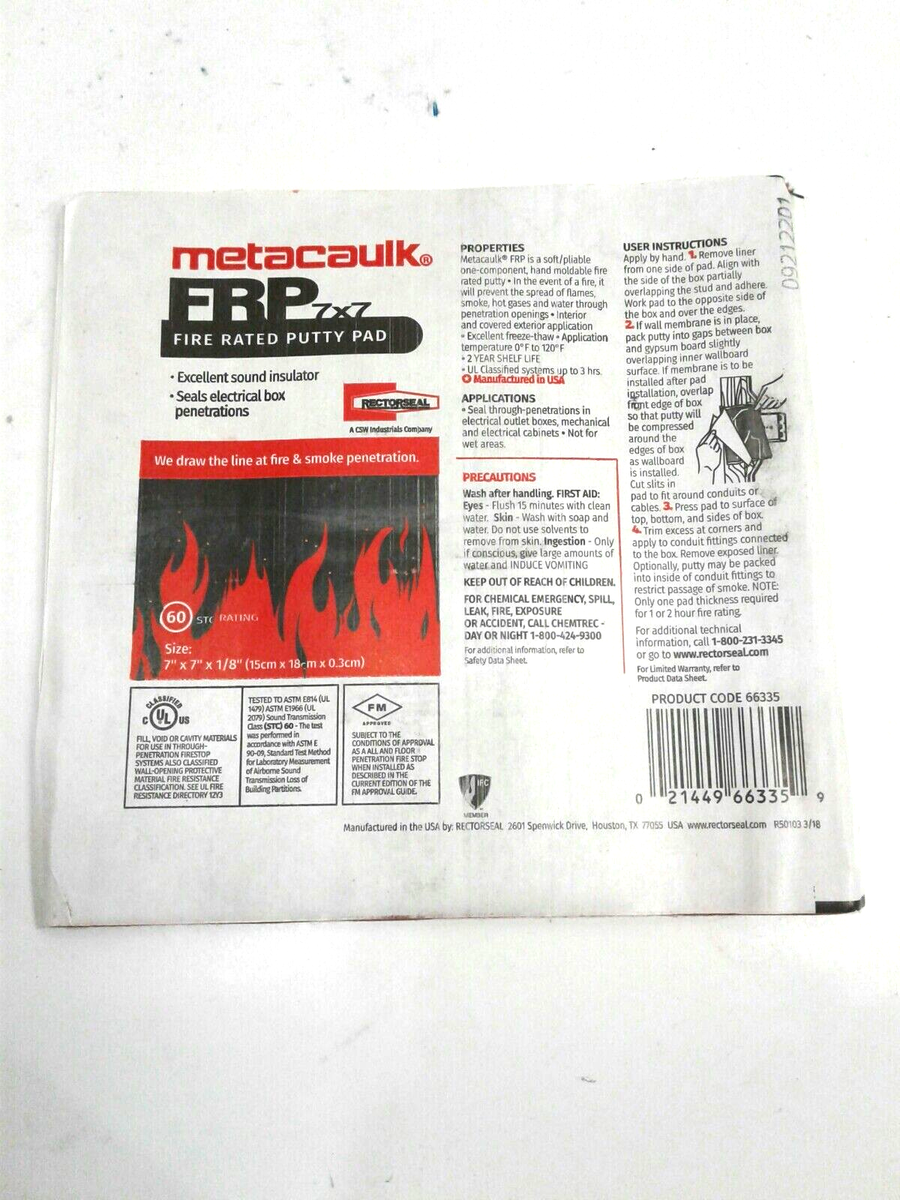 Rectorseal Metacaulk Fire Rated Putty Pads 66335 7