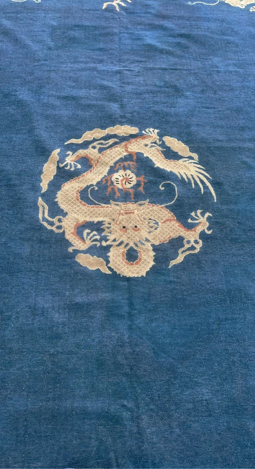 ANTIGUA ALFOMBRA DRAGÓN NINGXIA IMPERIAL CHINA DE PRINCIPIOS DE 1800 9x12 pies Foto 4 de 4
