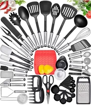Home Hero Kitchen Utensil Cooking Set - Black/Silver, 44 Pieces