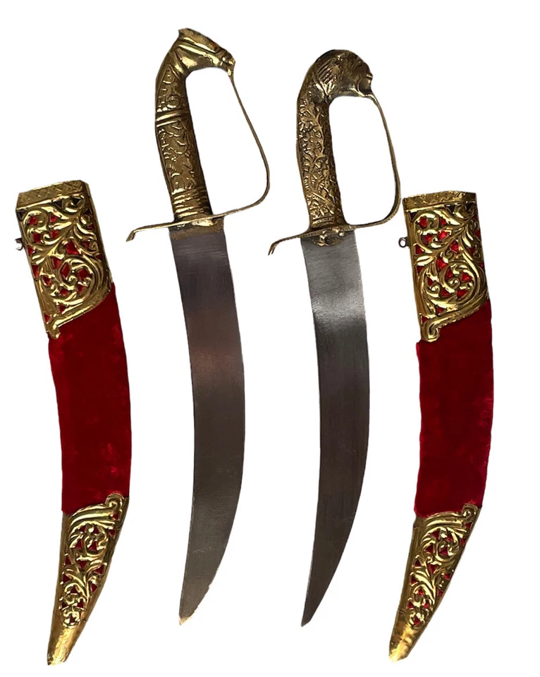 Lote de duas esculturas de lâmina de aço bainha de veludo para casamento Kirpan 12 pol. - Imagem 4 de 4