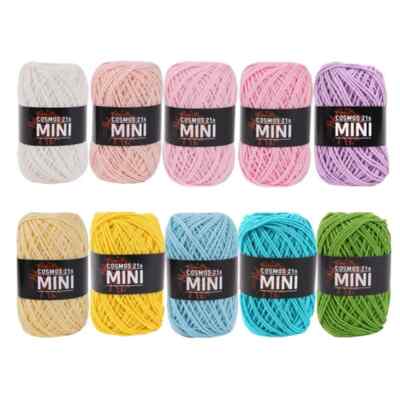Mama Knit Mini Pastel 10 Color Set Soft Cotton & Acrylic Yarn Making Doll Yarn