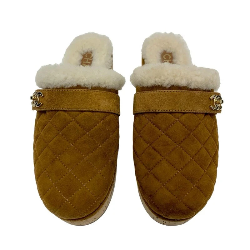 CHANEL G38271 Suede Mouton Sabot Sandals 36 Brown Women | eBay