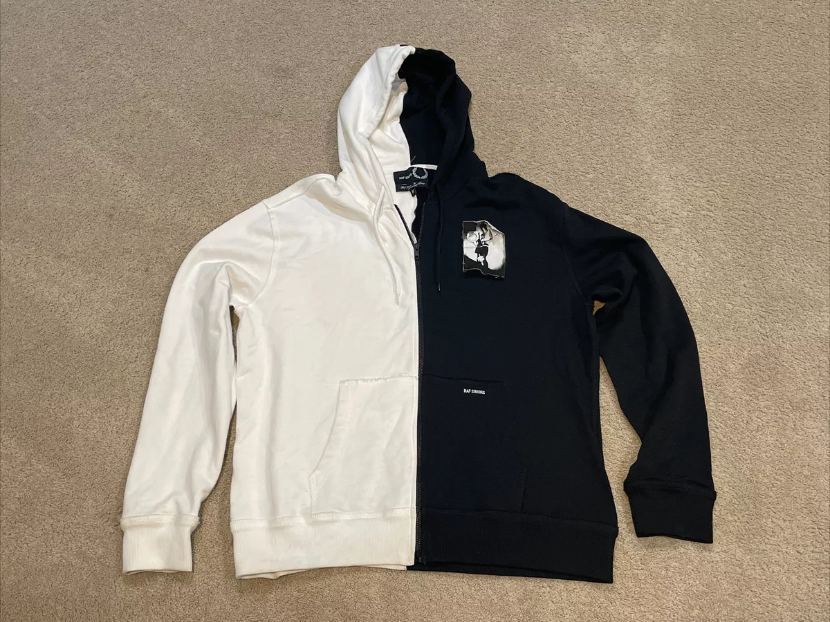 Raf Simons x Fred Perry White Black Zip Hoodie Mens Size Medium | eBay