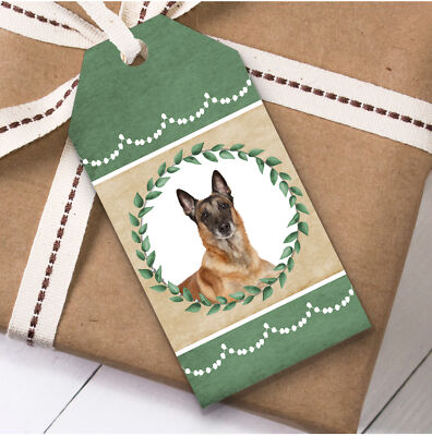 Belgischer Schäferhund Malinois Hund grün Geburtstagsgeschenk Geschenkanhänger