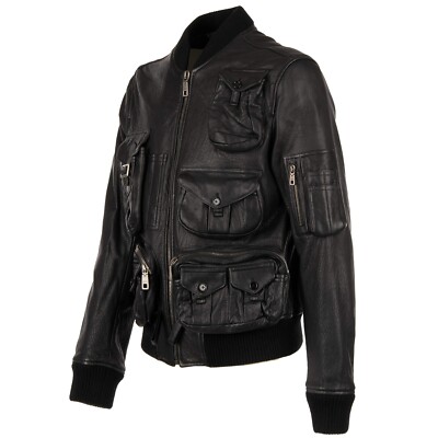ジャケット・アウター DOLCE&GABBANA Cut off Military P Coat DOLCE & GABBANA $7.500 Multi-Pocket Utility Military Leather