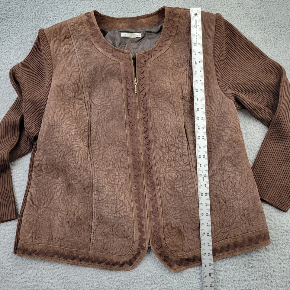 Blazer Peter Nygård Mujer 2X 2XL XXL Marrón Cuero Genuino Manga Larga Foto 4 de 4