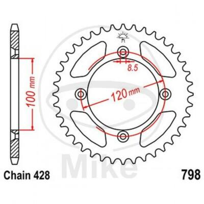 Zahnrad Z52 428 Silber D. Int. 100 727.33.29 Yamaha 80 YZ RB 1993-2001