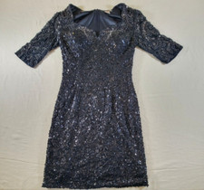 Camille La Vie Blue Sequin Mid Sleeve Dress US Size 6 Formal Party