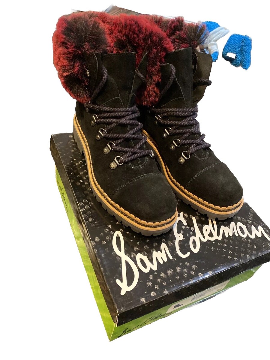 Sam Edelman Womens Bowen Black/Raspberry Wine Fashion Boots Size