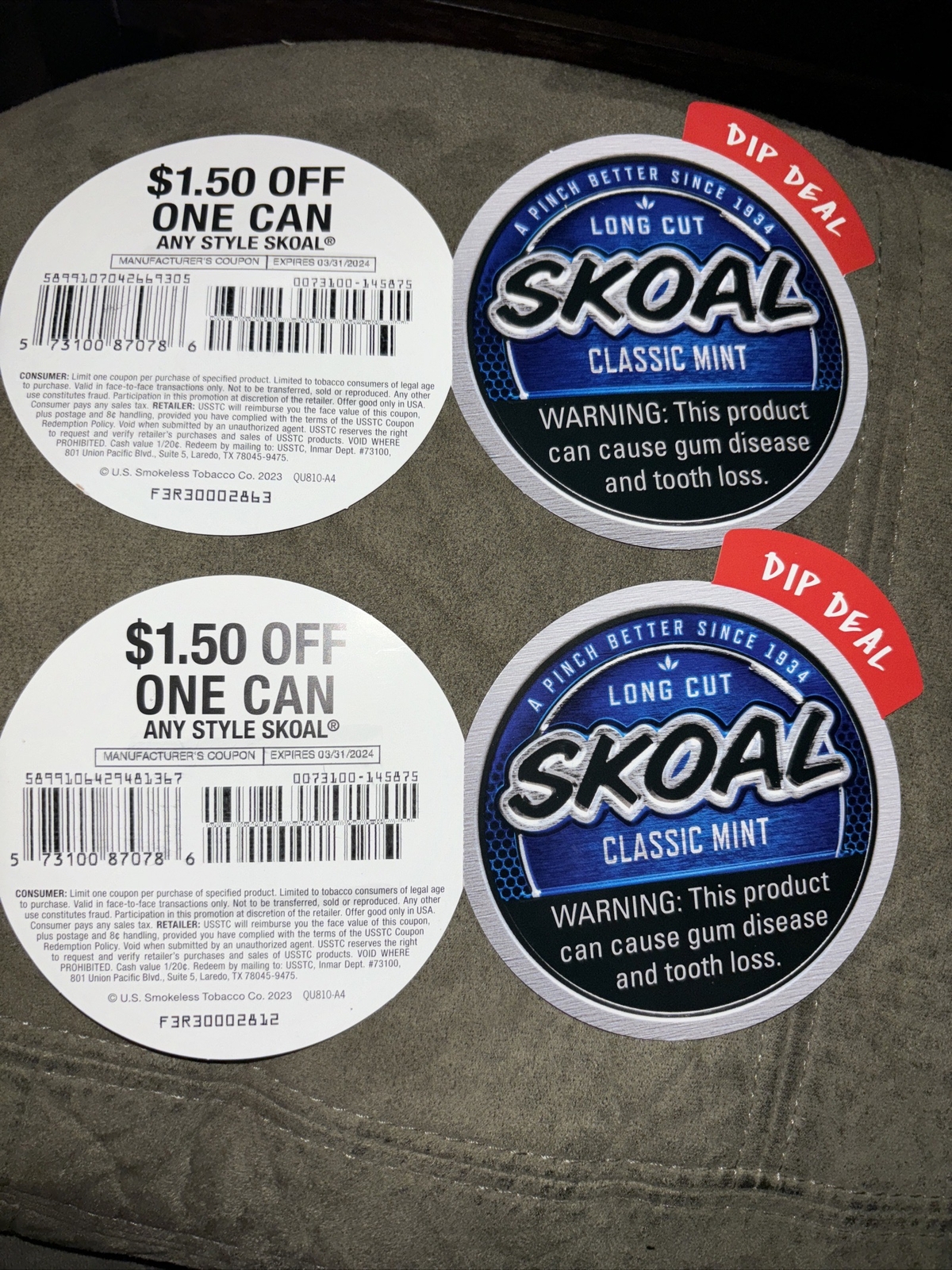 Skoal Coupons 2 X 1.50 Off A Can Expires 3/31/2024 eBay