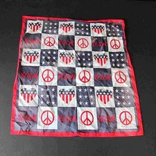 VTG  Head Scarf Bandanna USA Peace Sign Stars Cotton Blend 20x22" tall FREE SH