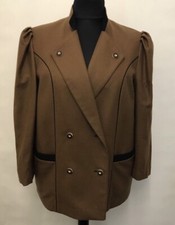 L1798 Vintage Tachen Wenger Women's Brown Doeskin Blazer Size 12 Uk/ 40 Eur