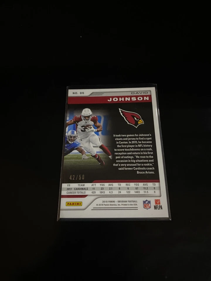 David Johnson 2018 Obsidian Orange Electric Etch /50 Cardinals 85 PWE - Image 2 of 2