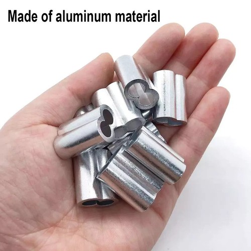 50 Pack Aluminum Crimping Loop Sleeve Cable Crimp for 1/4 Inch Diameter Double - Picture 3 of 4