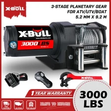 X-BULL Electric Winch 3000LBS 12V  Steel Cable Towing Truck Trailer 4WD ATV/UTV