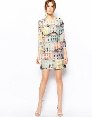 ted baker pastel dress TED BAKER Regency House print pattern A-line shift dress pastel country day  2 10
