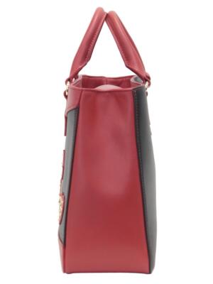♡y♡ Love Moschino Women's Heart & Peace Patch Black/Red Satchel