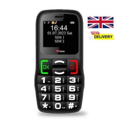 TTfone TT220 Großtasten Senioren SOS Handy Pay As You Go lange Akkulaufzeit