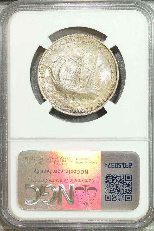 1920 Pilgrim Commemorative Silver Half Dollar 50c NGC MS 64 UNC #6-024 - Image 2 of 2