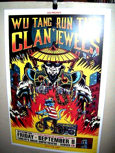 WU TANG CLAN & RUN The JEWELS Show Poster RP Denver Co Fiddlers