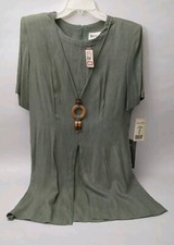 Vintage NWT Maren Dress Boho Style Women's Tunic Sz 10 Sage w/Wooden Accessorie