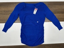 Attention Womens Extra Small Blue Long Sleeve Shirt Rouche Sweater Top XS NWT