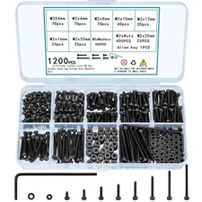 M2-M6 Screws Bolts&Nuts Assortment Kit with Washers,Assorted Hex Socket Head Cap