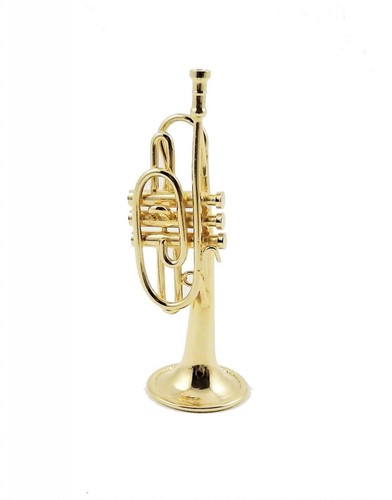 Mini Brass Instrument Dollhouse Cornet Brass Band Instrument Miniature Music Room School 1:12 ...