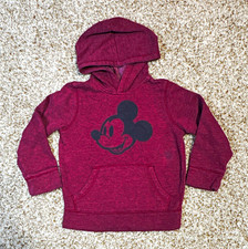 Disney Kids Jumping Beans Size 5 Burgundy Fleece Pullover Hoodie Mickey Mouse