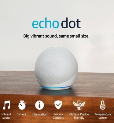 Amazon Echo Dot 5. Generation Smart Lautsprecher mit Alexa - Weiß