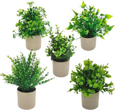 5 Pack plastic Plants Artificial Faux Plants for Home Room Farmhouse Bathroom D