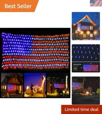 Waterproof LED American Flag Net Lights for All Holiday Celebrations, 2m x 1m