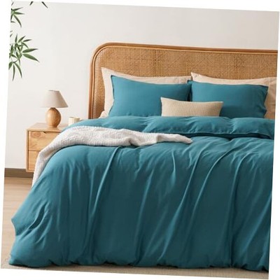  Linen Duvet Cover Queen, 85% Rayon Derived from Bamboo & 15% Linen, Soft 