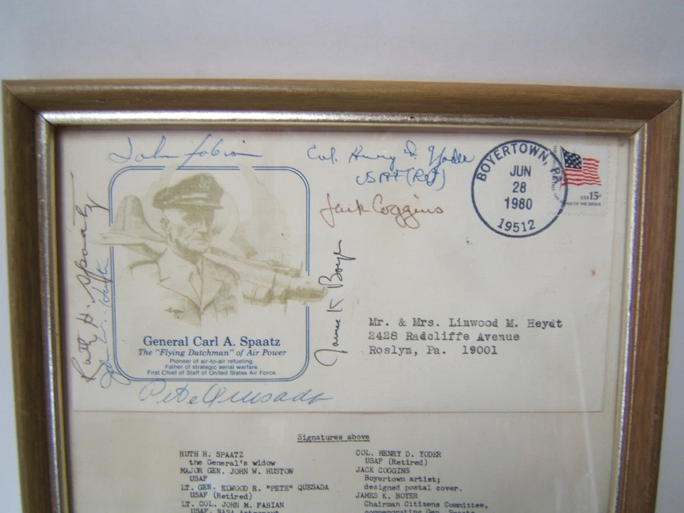 General Carl Spaatz Cover Signed Pete Quesada John Huston Widow John Fabian 1980 - Image 2 of 4