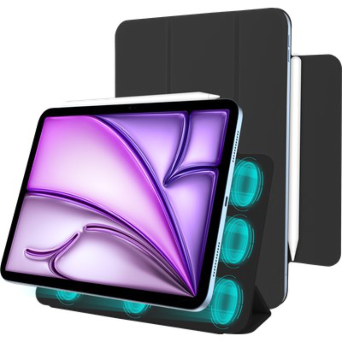 Smart cover iPad Air 11 noir trifold pour le travail et les voyages