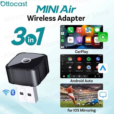 Ottocast Mini Air Wireless Adapter for AirPlay iPhone Android Auto Plug Play USB