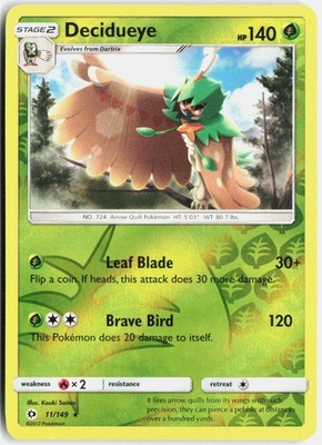Decidueye Reverse Holo SM Base Set 11/149 NM