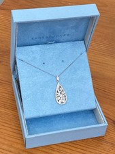 Ernest Jones Diamond Necklace 9ct White Gold Pear Shape 0.5ct Pendant Stunning