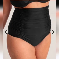 NWT Empetua Shapermint Black High Waisted Control Bikini Bottom Size XL