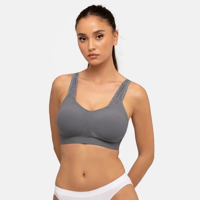 New UNDEROUTFIT Adjustable Comfort Bra w/ Lace Straps Medium Quiet Shade  #445