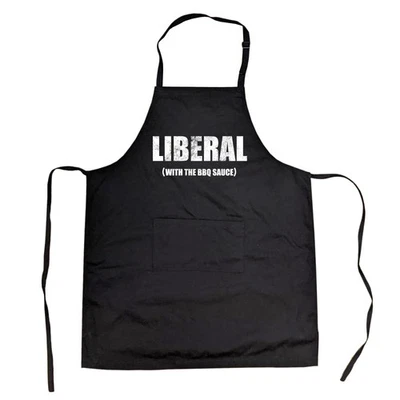 CRAZY DOG TSHIRTS Liberal With The BBQ Sauce Funny Apron Political Joke Grilling Cookout Party