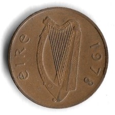 1978 Ireland 1 Penny World Coin - KM# 20